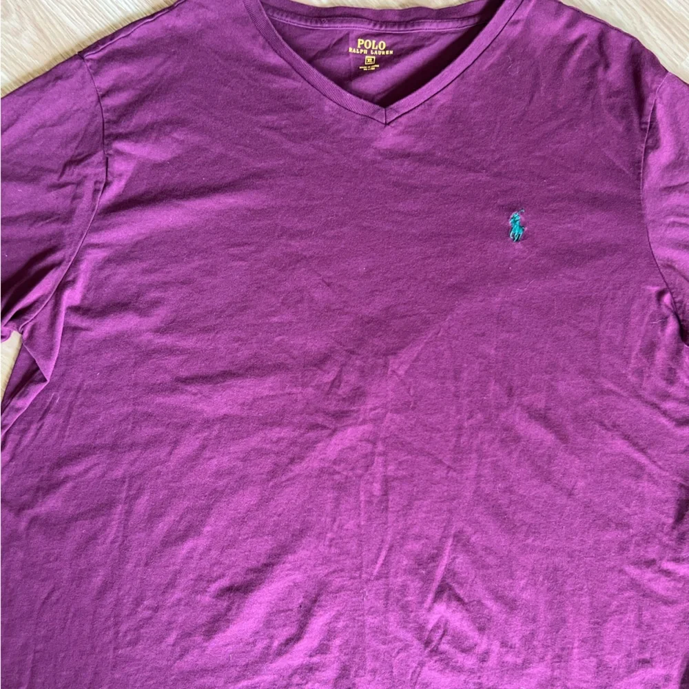 Polo Ralph Lauren basic v neck purple 100% Cotton tee shirt Sz XL - Picture 4 of 7